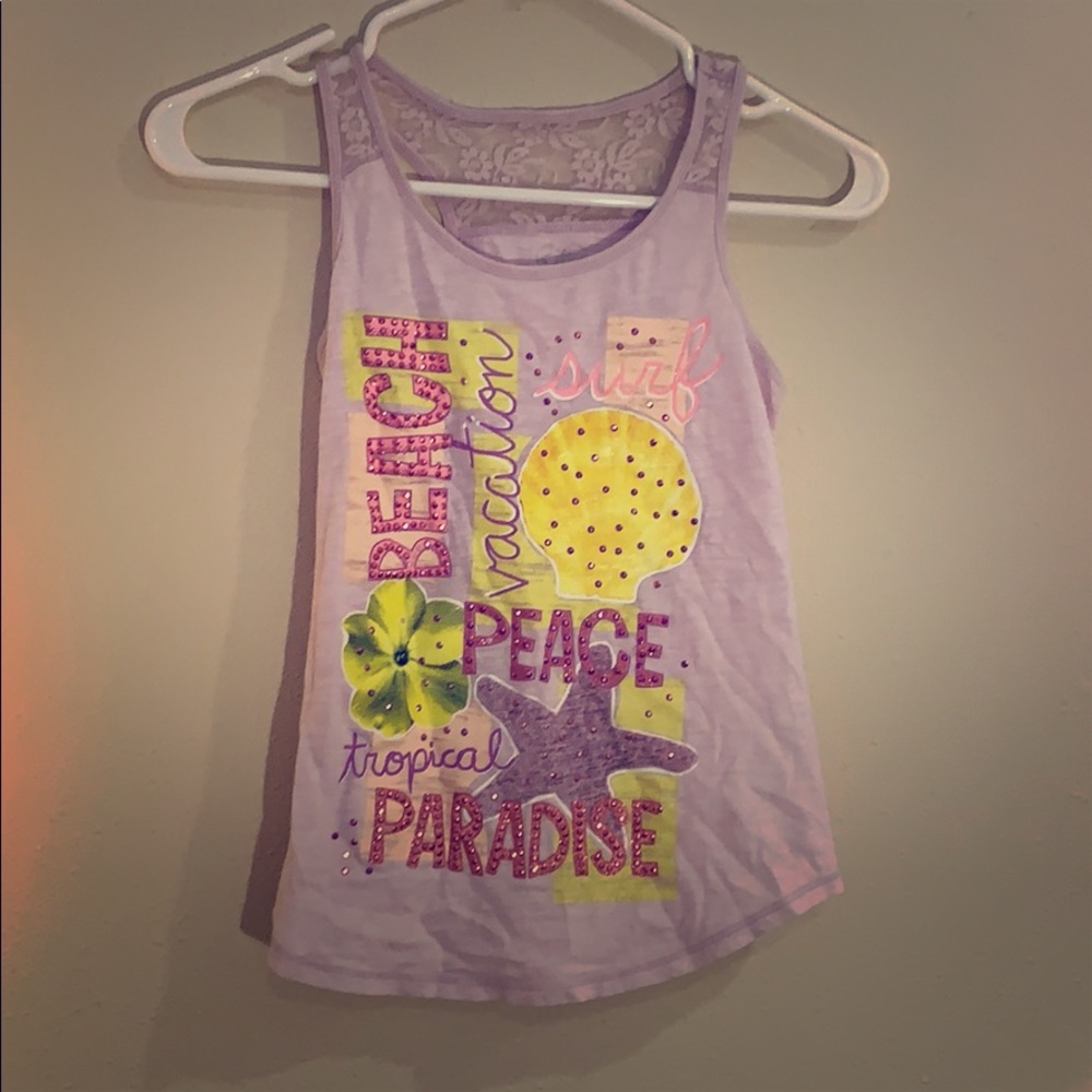 Justice Purple Tank Top Lace & Rhinestone Size 12